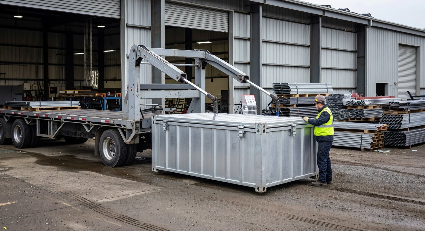 Roll-off container truck at Bob's Metals