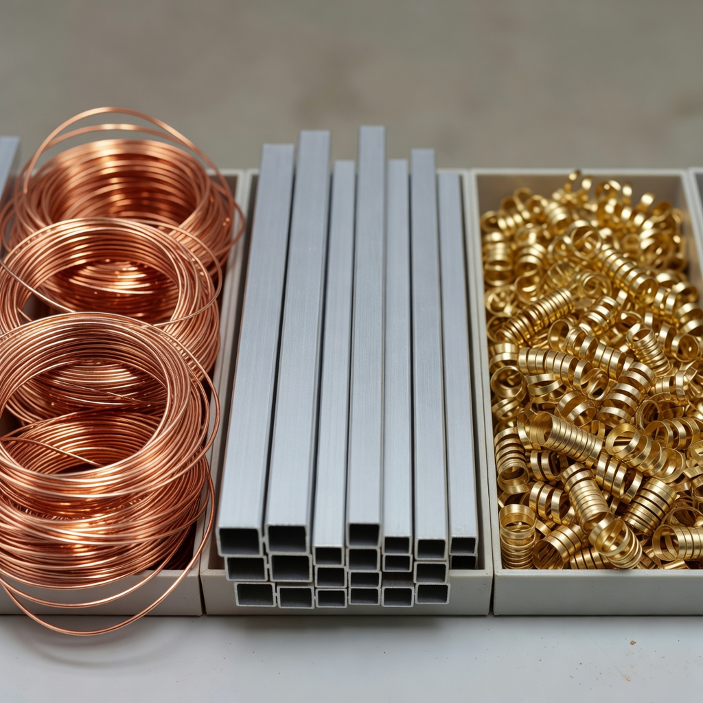 Closeup of mixed non-ferrous copper, aluminum, and brass grades